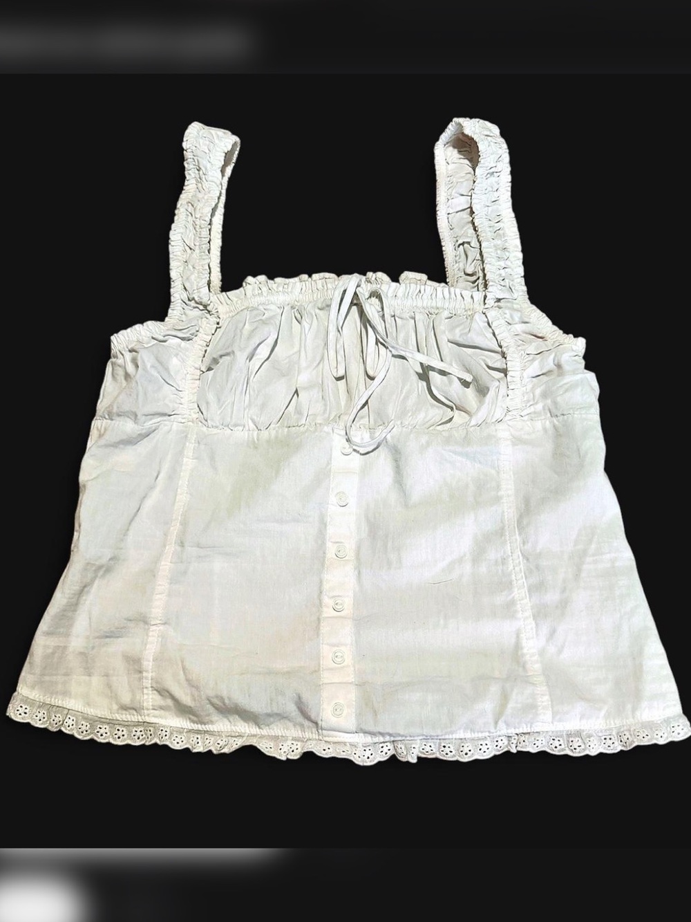 PINK Victoria's Secret Frankies Bikinis White Eyelet-Trim Tank Top